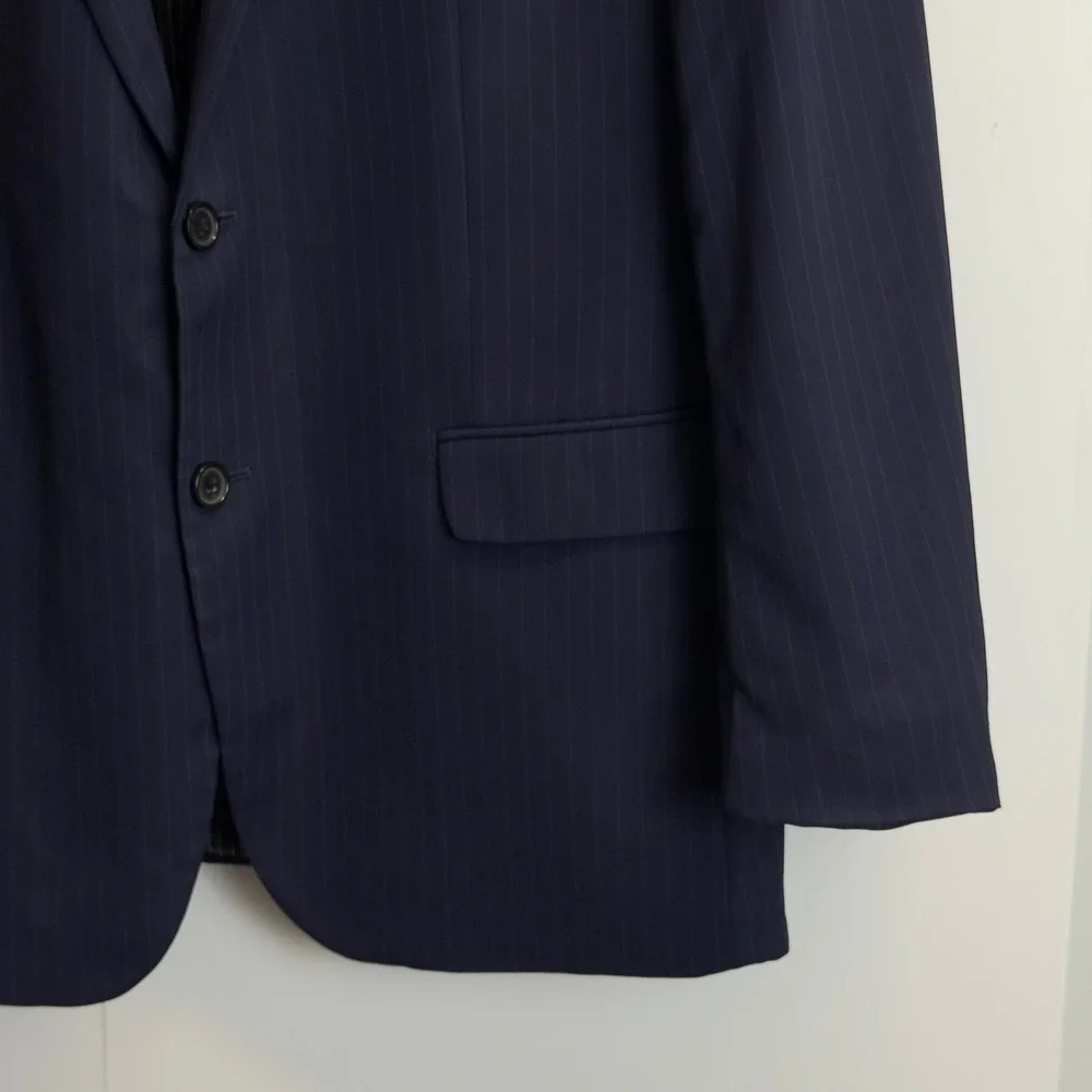 Banana Republic Mens‎ 42S Navy Blue Pinstripe Marzotto Super 130s Wool Blazer